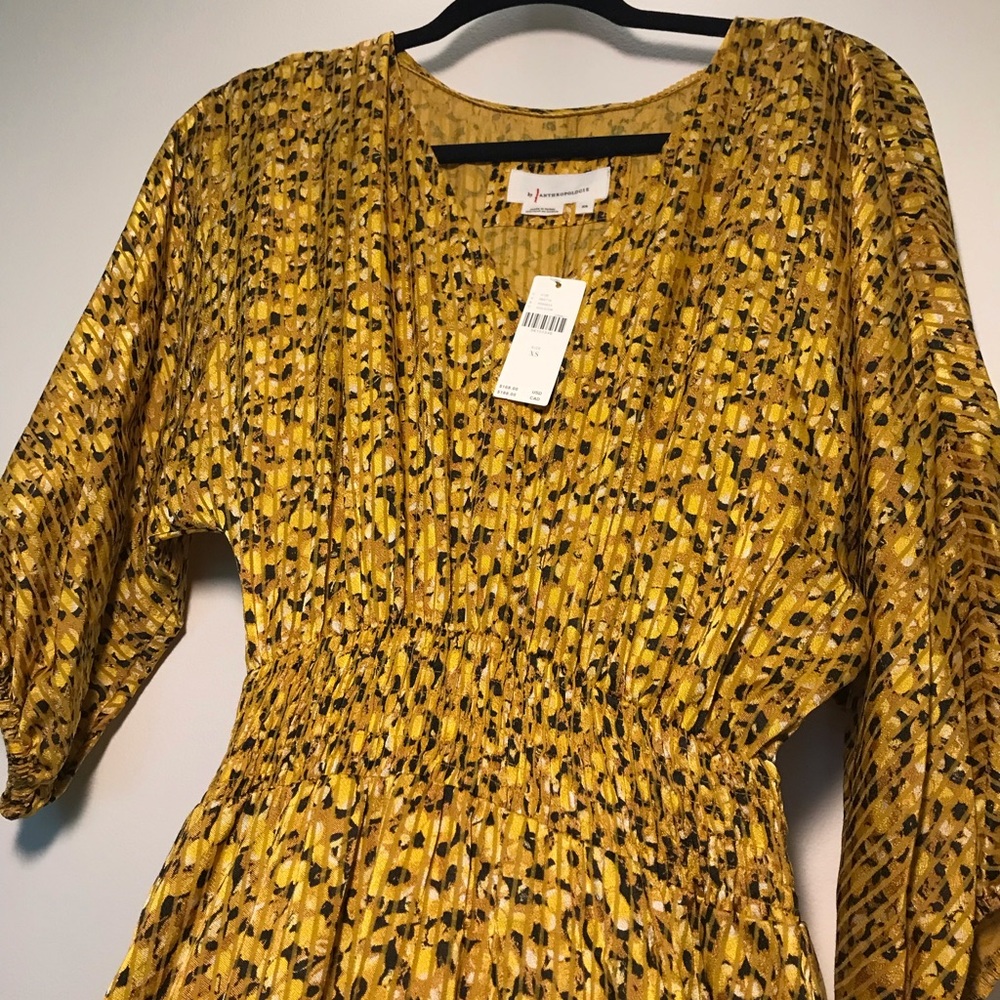 Beautiful shiny gold Anthropologie dress, w tags!
